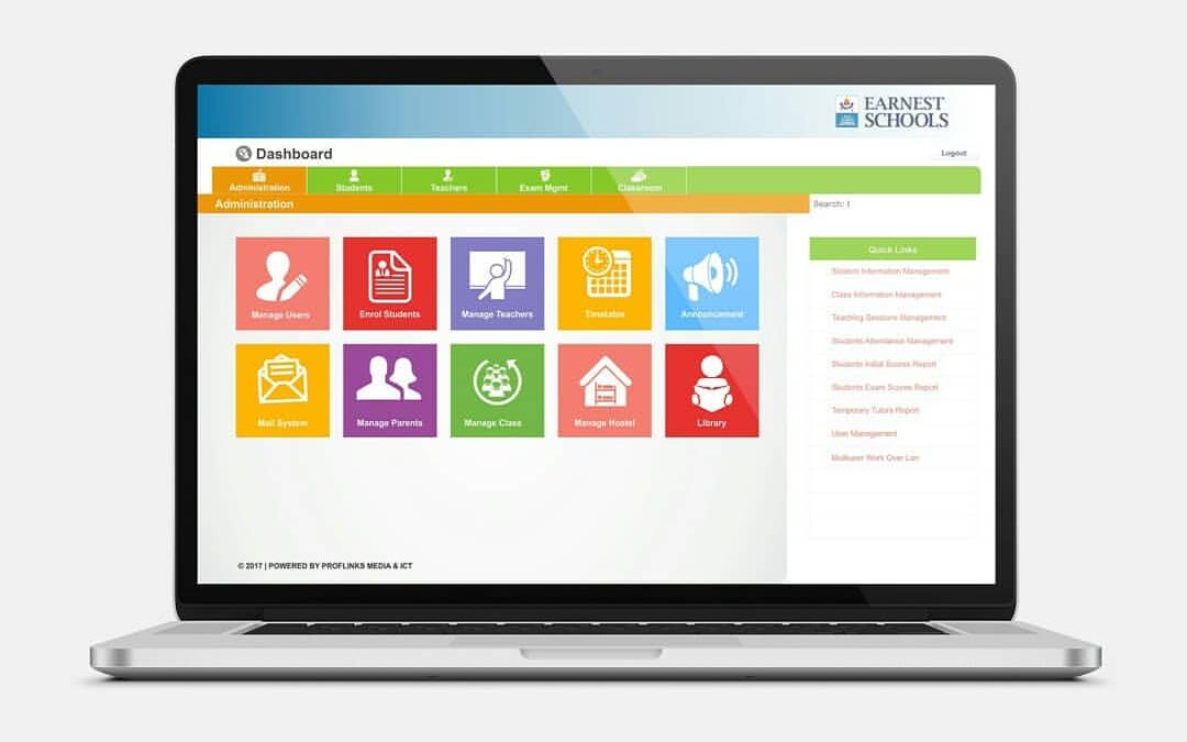 School Website Design-Development School Information Management System SiMSA web application - Proflinks Media and Technology