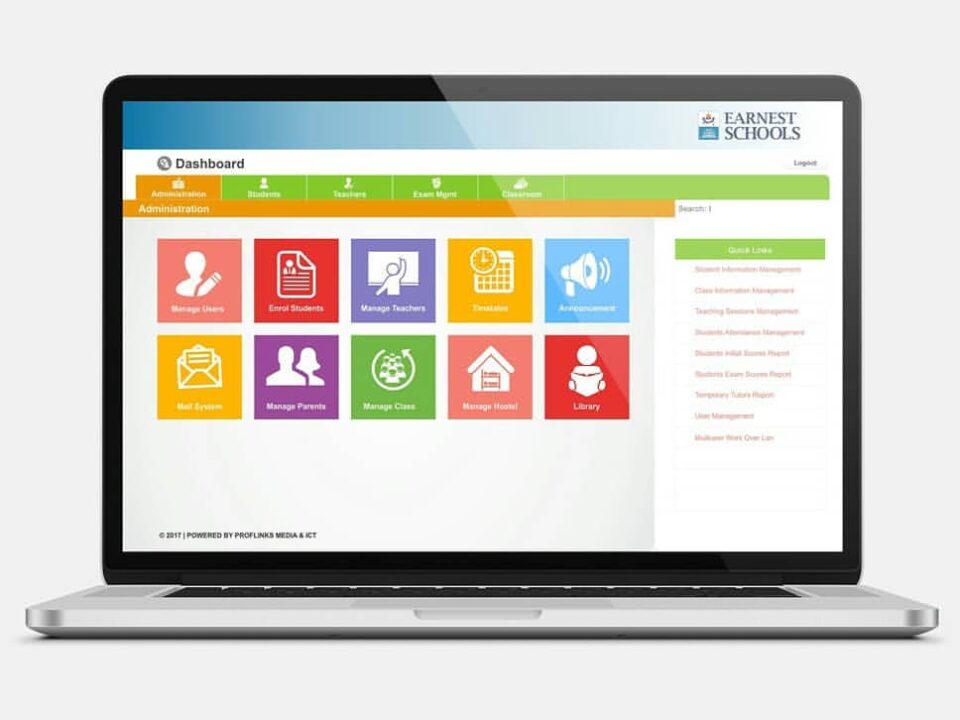 School Website Design-Development School Information Management System SiMSA web application - Proflinks Media and Technology